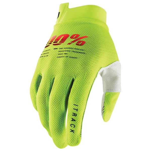 100% iTrack fluo yellow motocross gloves
