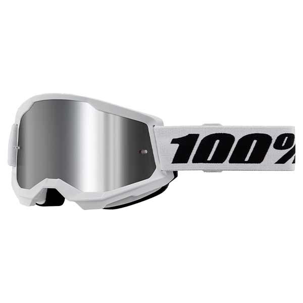 100% Strata 2 white goggle with silver lens