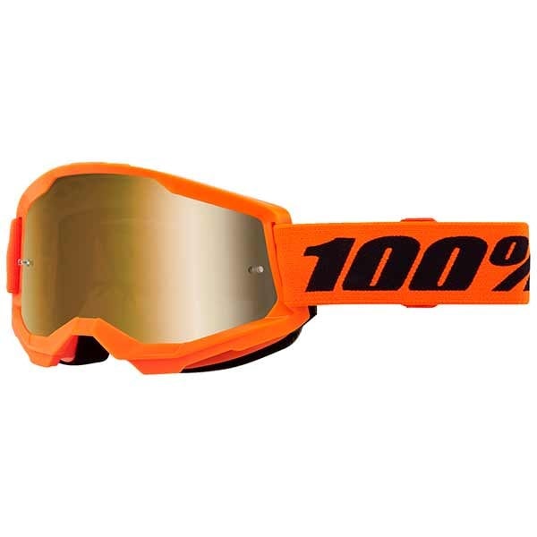 Maschera 100% Strata 2 Neon arancione lente specchio oro