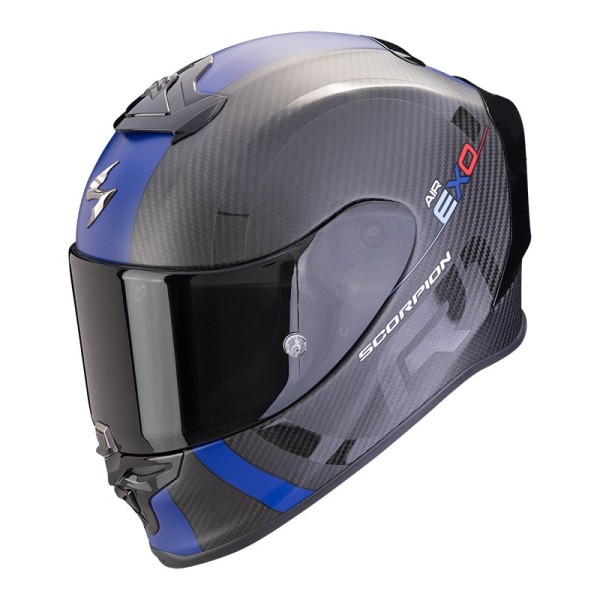 Scorpion Exo R1 Evo Air Carbon MG Helm mattschwarz blau