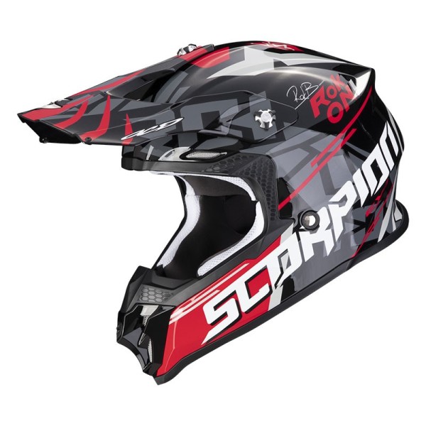 Scorpion VX-16 Evo Air Rok motocross helmet black red