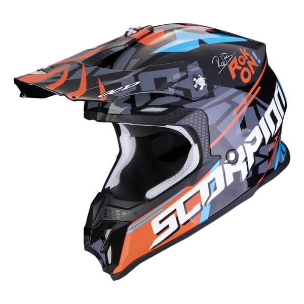 Scorpion VX-16 Evo Air Rok motocross helmet black orange