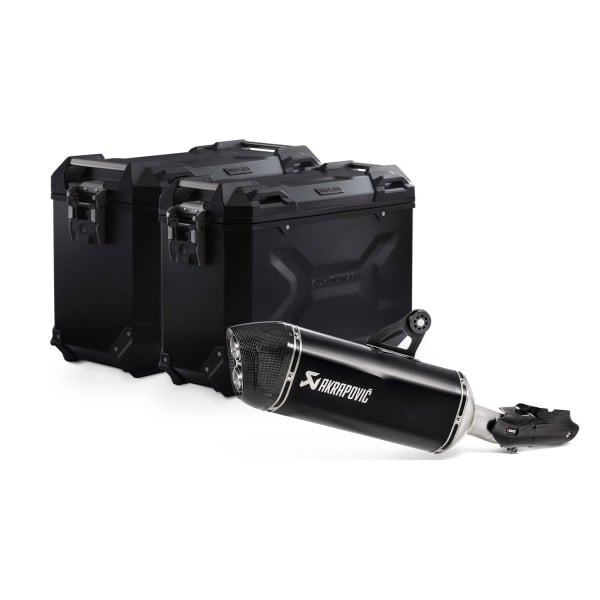 TRAX ADV + Akrapovic Sw-Motech suitcase kit black 45/37 l BMW R 1250 GS/ Adv/ Rallye (18-)