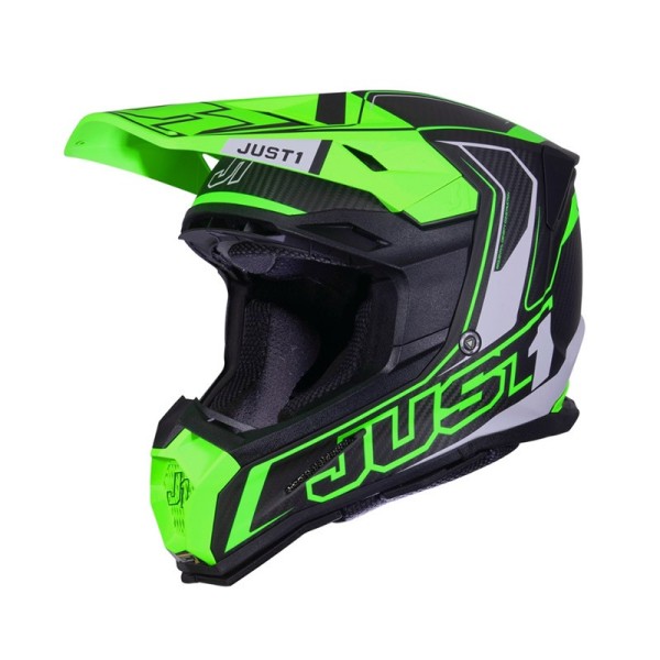 Just1 J22 Carbon 3K fluo green helmet