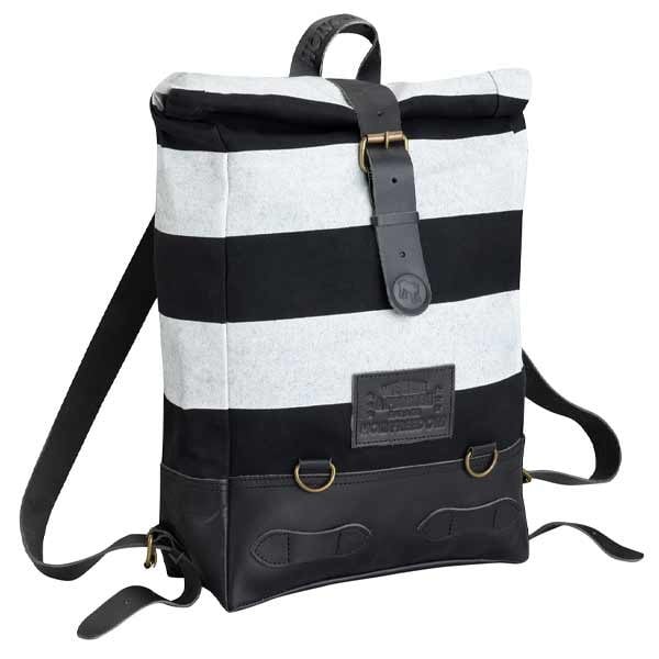 Holy Freedom Roll-Top Striped backpack black white