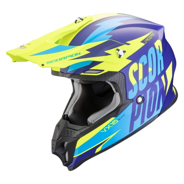 Scorpion VX-16 Evo Air Slanter helmet yellow blue