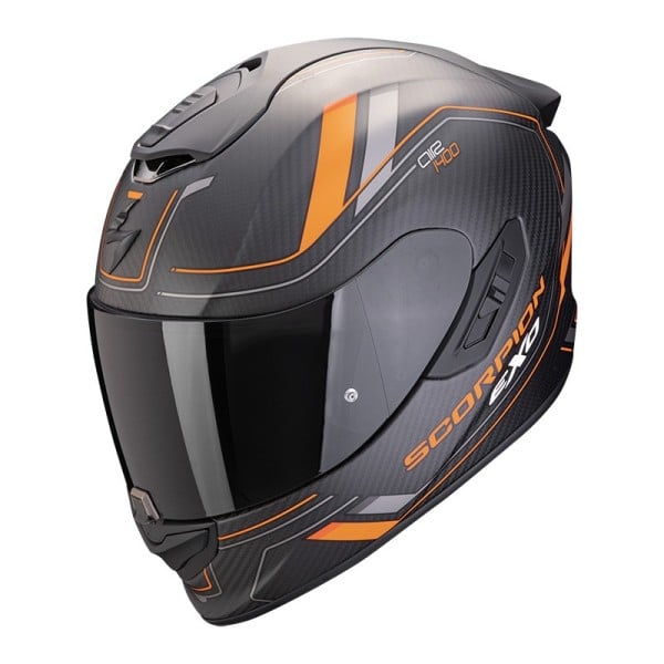 Scorpion Exo 1400 Evo 2 Carbon Air Mirage helmet black orange