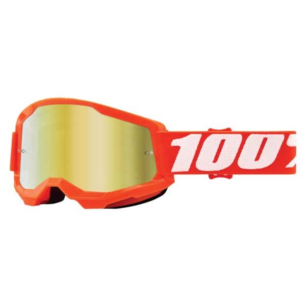 100% Strata 2 orange goggle with gold mirror lens