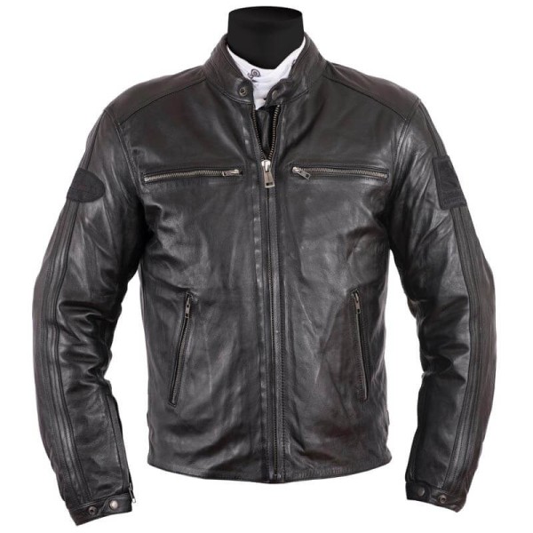 Leather motorcycle jacket Helstons Ace Rag black