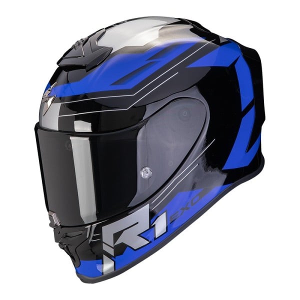 Scorpion Exo R1 Evo Air Blaze Helm schwarz blau