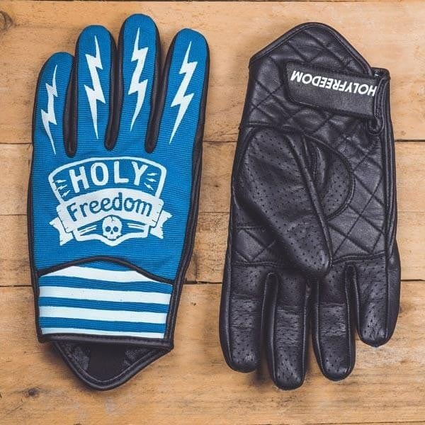 Holy Freedom Hotwheels blue motorcycle gloves