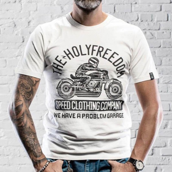 T-shirt Holy Freedom Skeleton Rider bianca