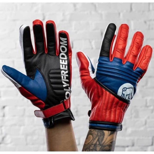 Holy Freedom Flat Track red motorcycle gloves