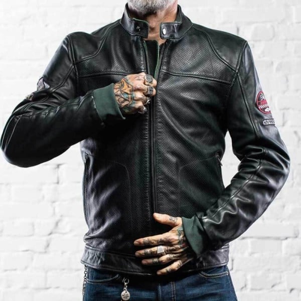 Holy Freedom Due motorcycle leather jacket green