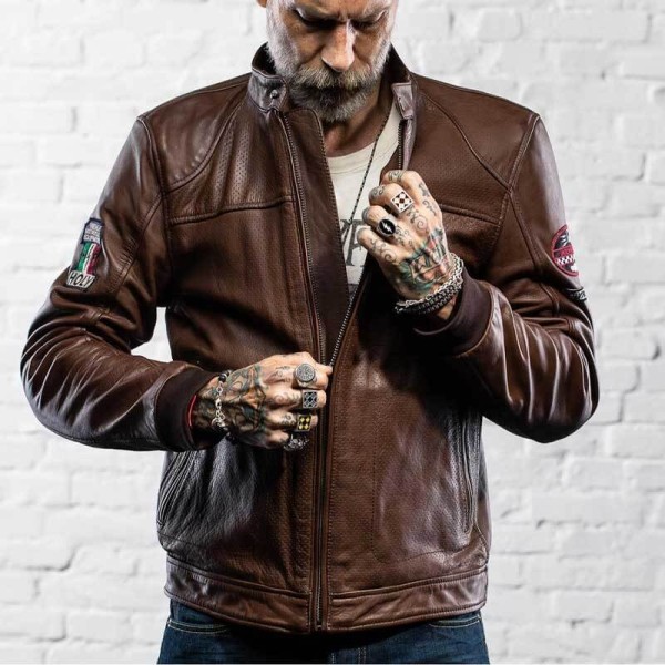 Holy Freedom Due motorcycle leather jacket brown