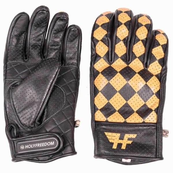 Holy Freedom Bullit yellow black motorcycle gloves