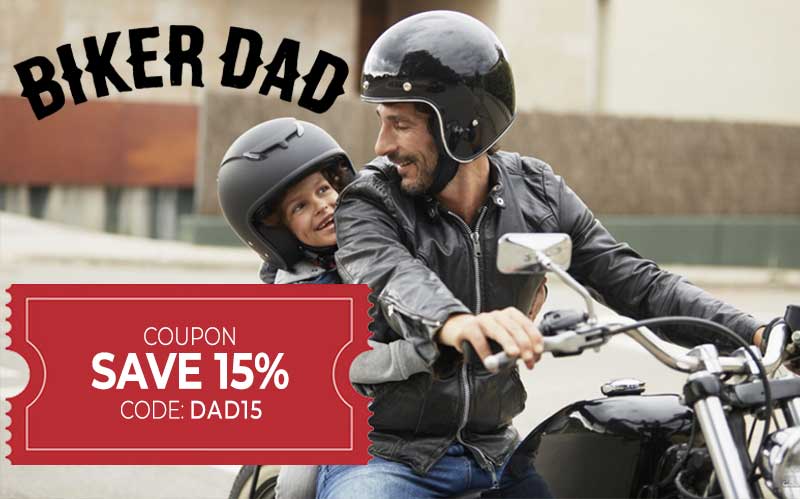 15% discount on helmets, clothing and motorcycle accessories