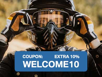 codice coupon del 10% di sconto su abbigliamento moto e caschi moto